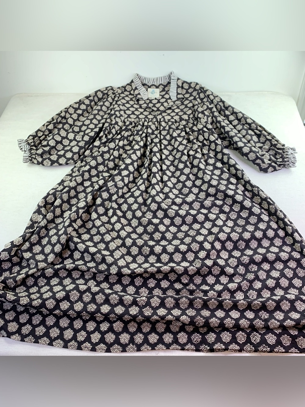Grace Harris Collection Lillie caftan maxi dress floral Block print puff sleeve